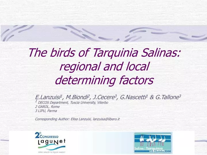 the birds of tarquinia salinas regional and local determining factors