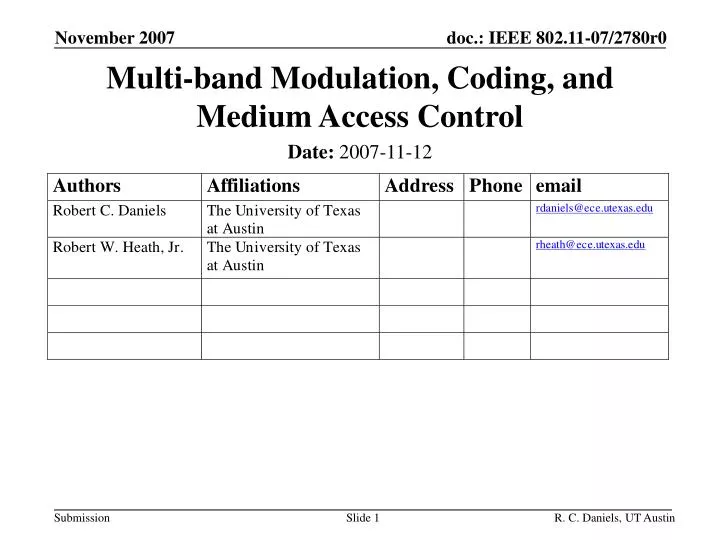 multi band modulation coding and medium access control