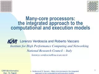 Many-core processors: the integrated approach to the computational and execution models