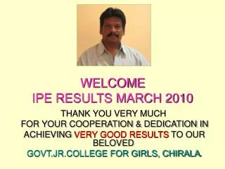 WELCOME IPE RESULTS MARCH 2010