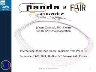 Johann Zmeskal, SMI Vienna for the PANDA collaboration