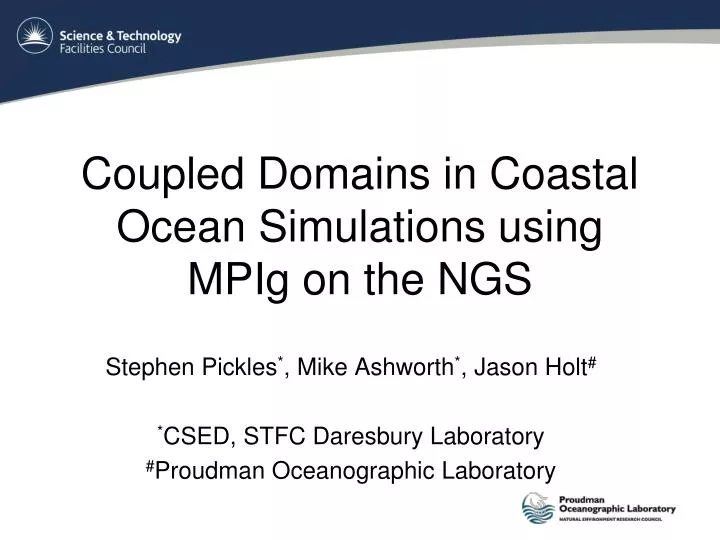 coupled domains in coastal ocean simulations using mpig on the ngs