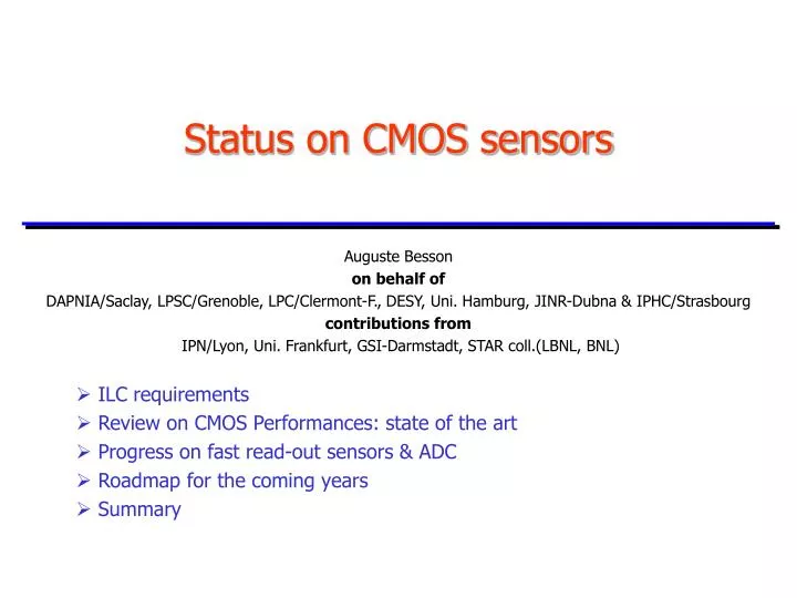 status on cmos sensors