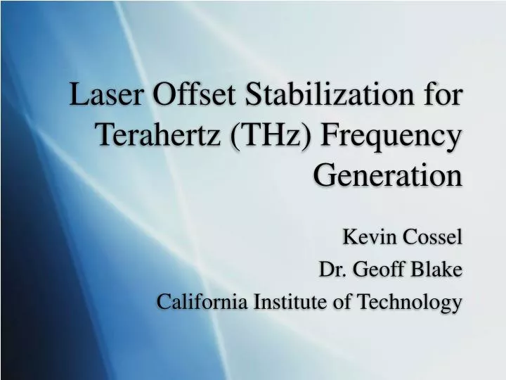 laser offset stabilization for terahertz thz frequency generation