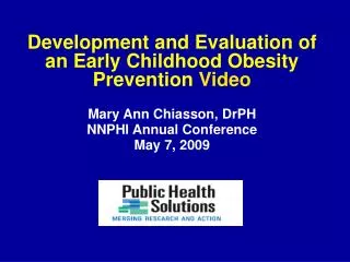 Development and Evaluation of an Early Childhood Obesity Prevention Video