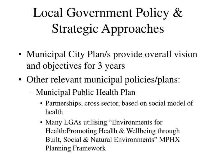 local government policy strategic approaches