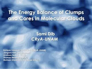 The Energy Balance of Clumps and Cores in Molecular Clouds Sami Dib