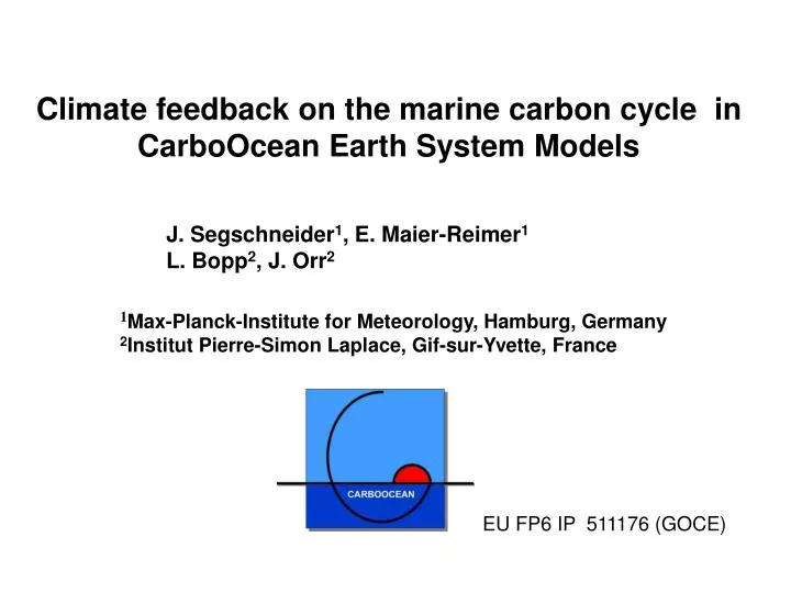 climate feedback on the marine carbon cycle in carboocean earth system models