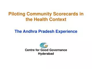 Piloting Community Scorecards in the Health Context