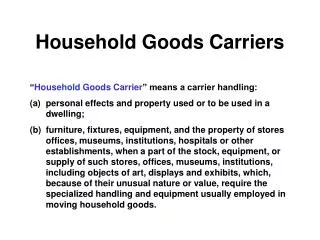Household Goods Carriers