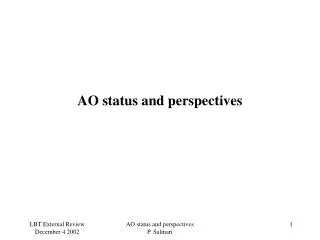 AO status and perspectives
