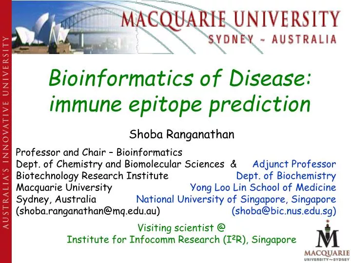 bioinformatics of disease immune epitope prediction