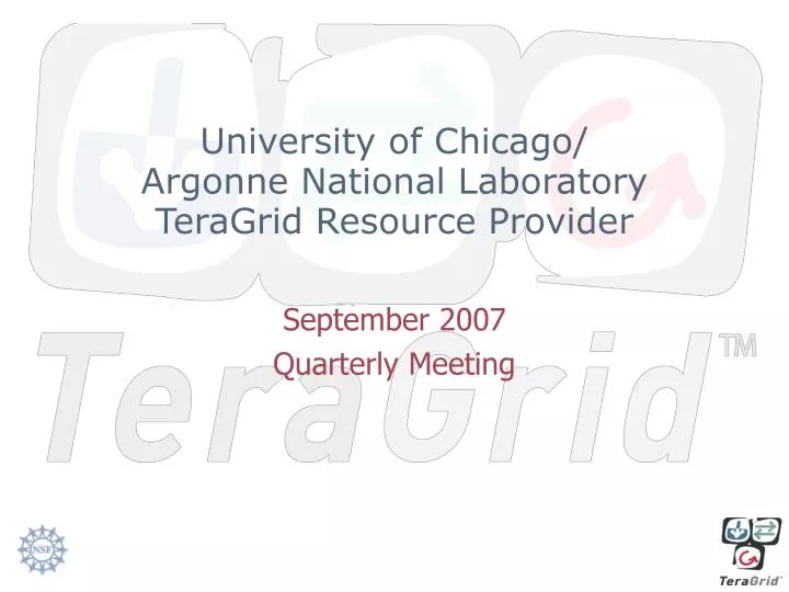 university of chicago argonne national laboratory teragrid resource provider