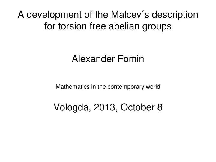 a development of the malcev s description for torsion free abelian groups