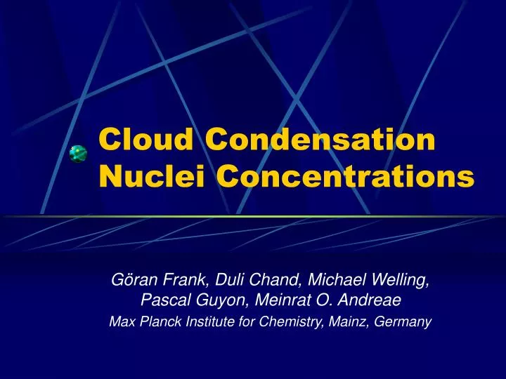cloud condensation nuclei concentrations