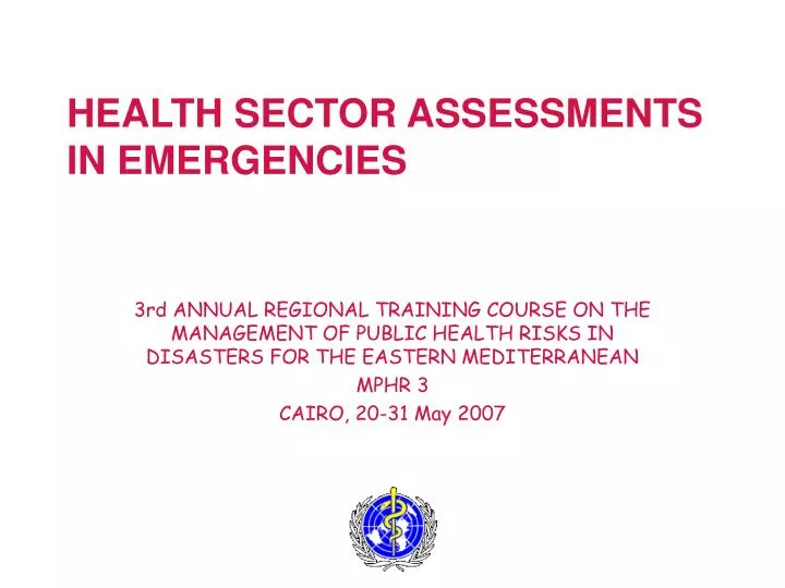 health sector assessments in emergencies