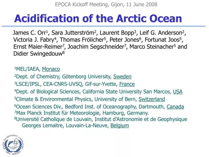 acidification of the arctic ocean