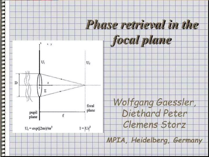 phase retrieval in the focal plane