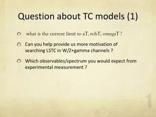 Question about TC models (1)