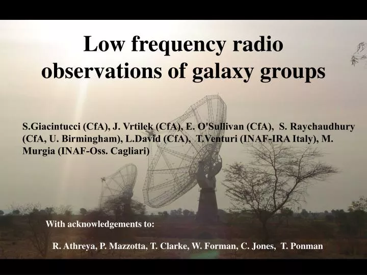 low frequency radio observations of galaxy groups