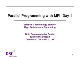 Parallel Programming with MPI: Day 1