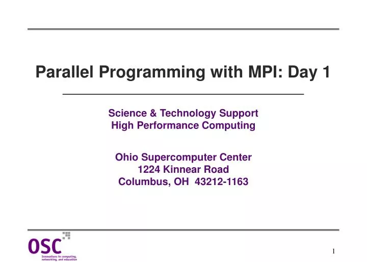 parallel programming with mpi day 1