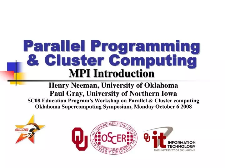 parallel programming cluster computing mpi introduction