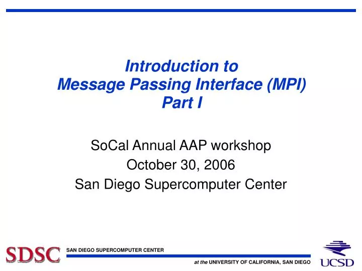 introduction to message passing interface mpi part i