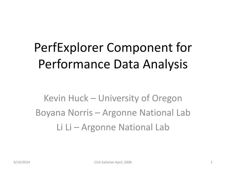 perfexplorer component for performance data analysis
