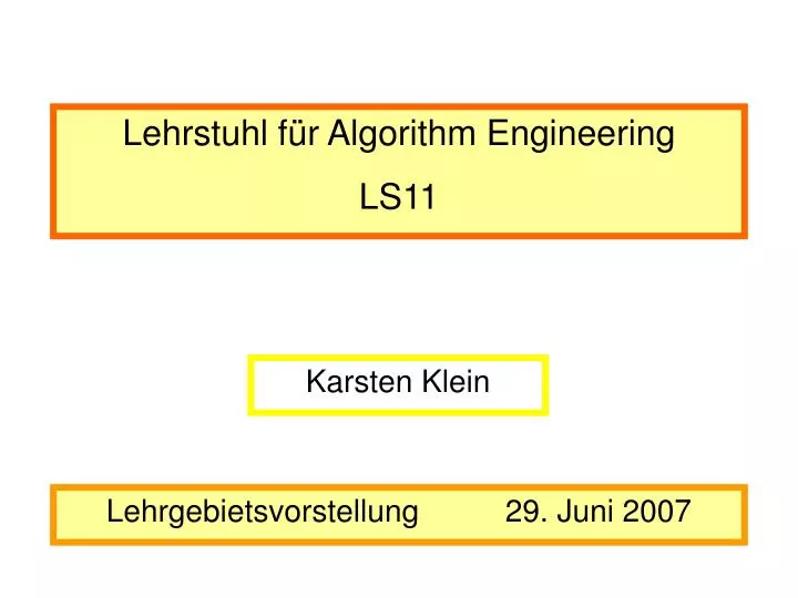 lehrstuhl f r algorithm engineering ls11