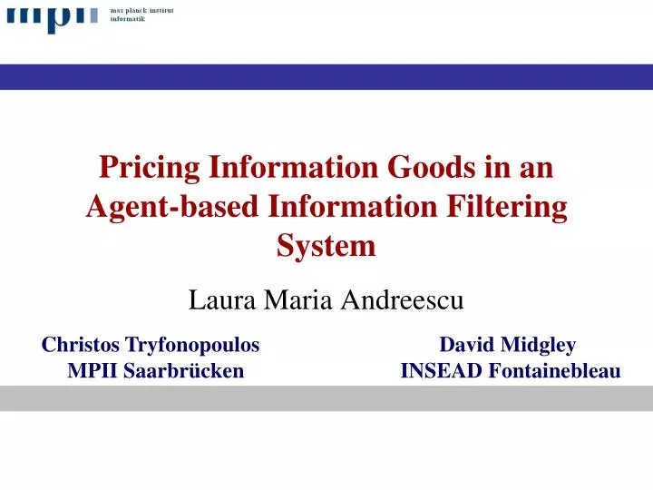 pricing information goods in an agent based information filtering system
