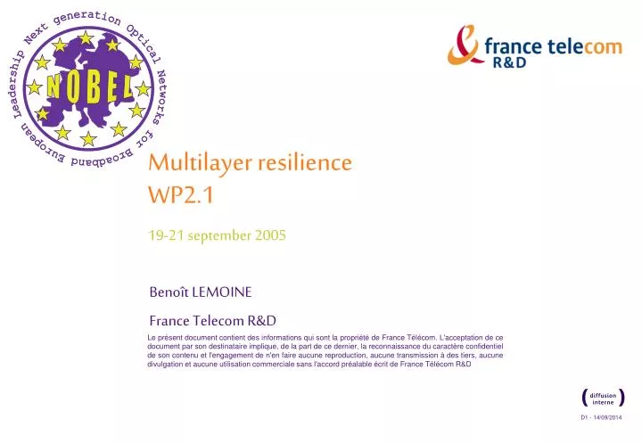 multilayer resilience wp2 1 19 21 september 2005