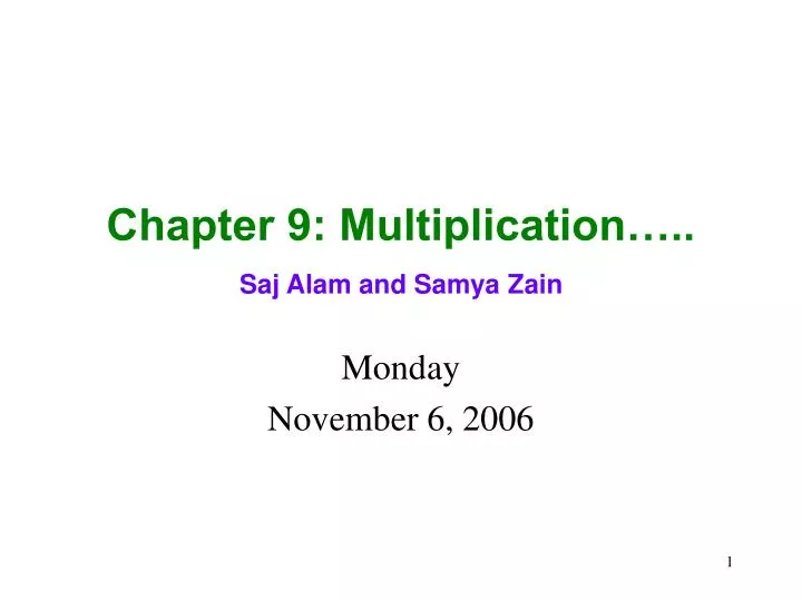 chapter 9 multiplication saj alam and samya zain