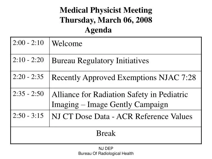 medical physicist meeting thursday march 06 2008 agenda