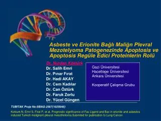 Dr. Nurdan Köktürk Dr. Salih Emri Dr. Pınar Fırat Dr. Hadi AKAY Dr. Cem Kadılar Dr. Can Öztürk