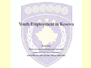 Youth Employment in Kosova Hafiz Leka Director of Labour and Employment Department
