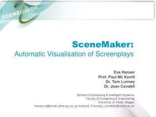 SceneMaker: Automatic Visualisation of Screenplays