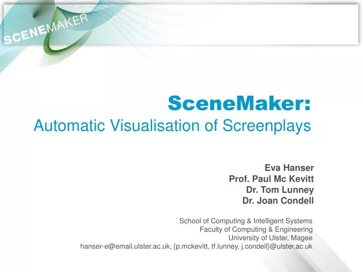scenemaker automatic visualisation of screenplays