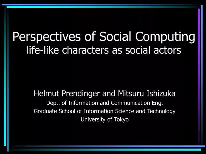 perspectives of social computing life like characters as social actors