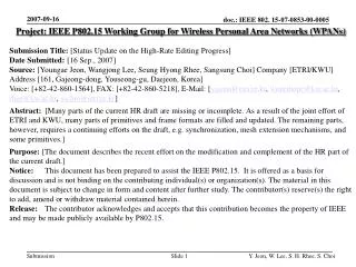 Project: IEEE P802.15 Working Group for Wireless Personal Area Networks (WPANs)