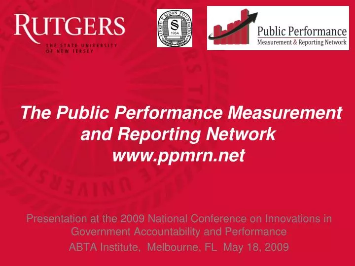 the public performance measurement and reporting network www ppmrn net