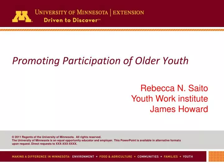 promoting participation of older youth