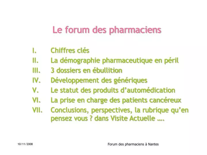 le forum des pharmaciens