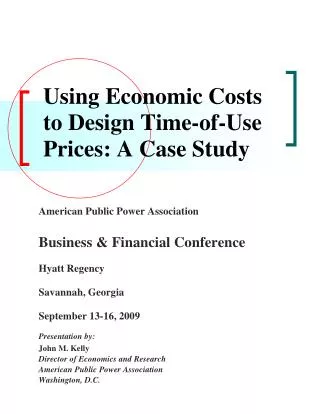 Using Economic Costs to Design Time-of-Use Prices: A Case Study