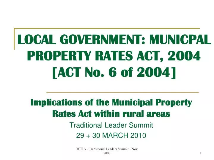 local government municpal property rates act 2004 act no 6 of 2004