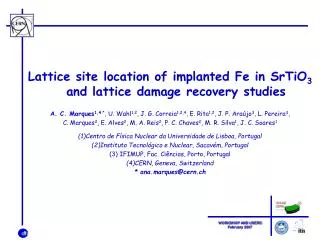 Lattice site location of implanted Fe in SrTiO 3 and lattice damage recovery studies