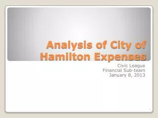 Analysis of City of Hamilton Expenses