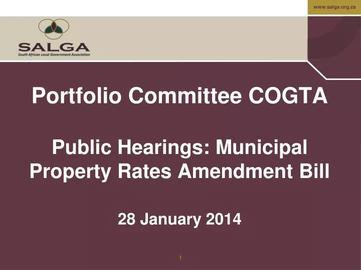 portfolio committee cogta public hearings municipal property rates amendment bill 28 january 2014