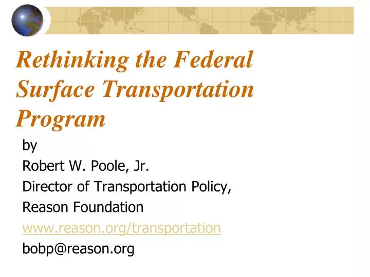 rethinking the federal surface transportation program