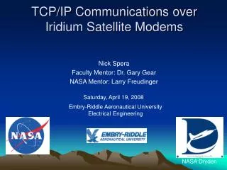 TCP/IP Communications over Iridium Satellite Modems